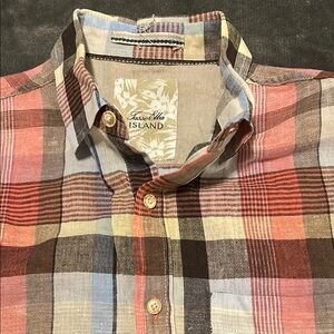 Tasso Elba Red and Blue Plaid Casual Shirt
